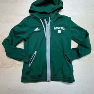 Green Adidas Slippery Rock University Full Zip hoodie Sweatshirt Med. AEROREADY